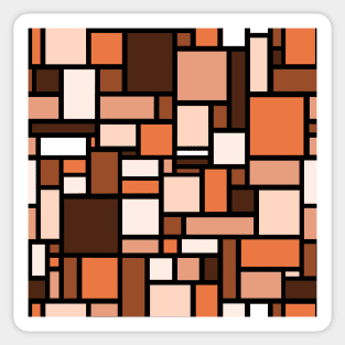 Orange Brown Square and Rectangle Geometric Patterns - Disco Vibes Sticker